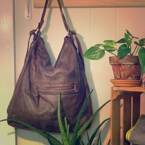 Abbacino Grey Leather Convertible Handbag/Backpack